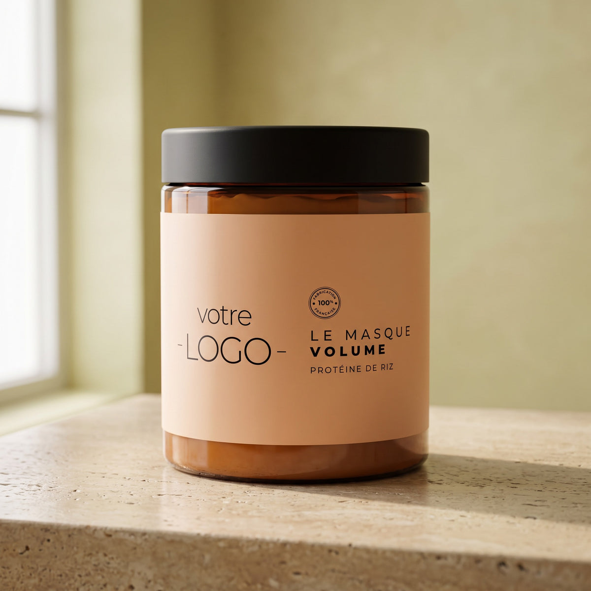 Masque Volume 500ml — pot ambré 500 ml, étiquette à votre marque